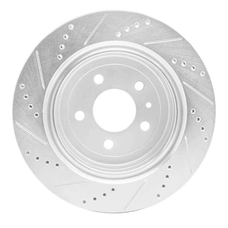 Cadillac ATS Brake Rotor (1) - Rear Right - R1 Concepts - Drilled & Slotted - Silver - `16-`24